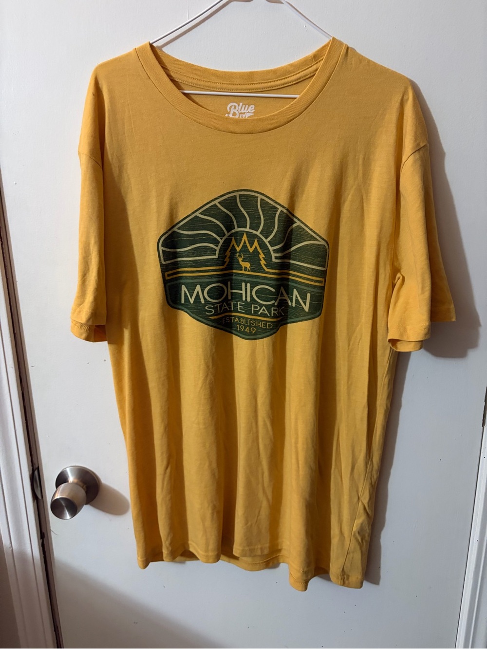 NWOT Men’s Blue 84 Large Yellow Mohican State Park Graphic Tee Tote16